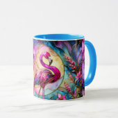 Pink Flamingo Stained Glass Mosaic Tasse (VorderseiteRechts)