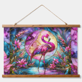 Pink Flamingo Stained Glass Mosaic Wandteppich Mit Holzrahmen