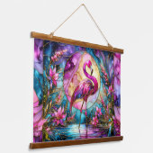 Pink Flamingo Stained Glass Mosaic Wandteppich Mit Holzrahmen (Gewinkelt)