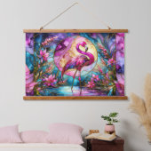 Pink Flamingo Stained Glass Mosaic Wandteppich Mit Holzrahmen (Schlafzimmer)