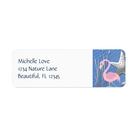 Pink Flamingo, Starfish und Cattails Strandadresse (Vorne)