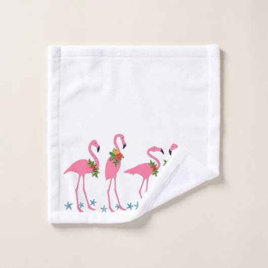 Pink Flamingo Starfish Weihnachtsbadehandtuch Set (Waschlappen)