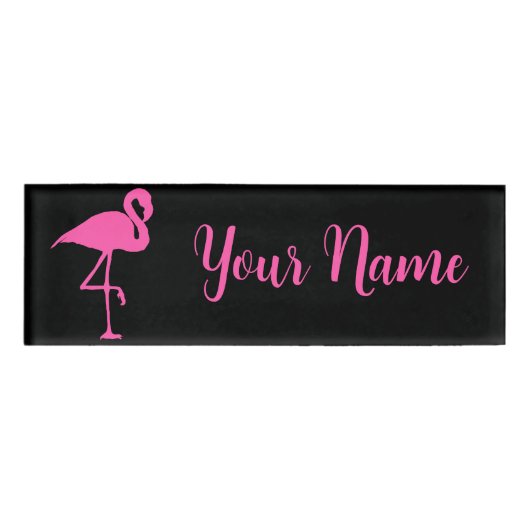 Pink Flamingo Stehend Graceful Namenschild (Vorderseite)