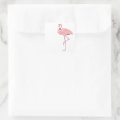 Pink Flamingo Stehend One Leg Quadratischer Aufkleber (Tasche)
