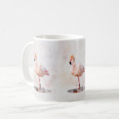 Pink Flamingo Stehend - Wasserfarbe - 01 Kaffeetasse (Vorderseite Links)