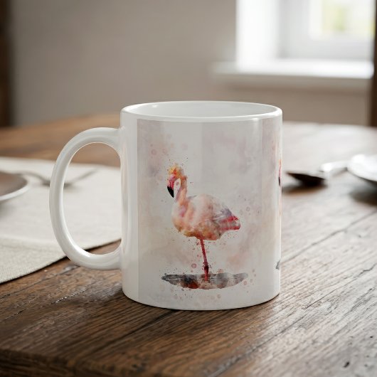 Pink Flamingo Stehend - Wasserfarbe - 01 Kaffeetasse