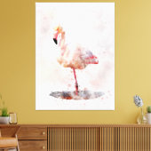 Pink Flamingo Stehend - Wasserfarbe - 01 Leinwanddruck (Insitu (Wohnzimmer))