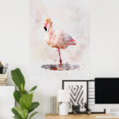Pink Flamingo Stehend - Wasserfarbe - 01 Poster (Heimbüro)
