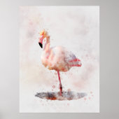 Pink Flamingo Stehend - Wasserfarbe - 01 Poster (Vorne)