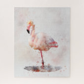Pink Flamingo Stehend - Wasserfarbe - 01 Puzzle (Vertikal)