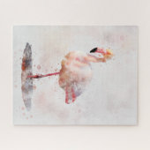 Pink Flamingo Stehend - Wasserfarbe - 01 Puzzle (Horizontal)