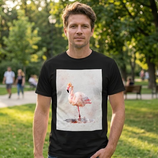 Pink Flamingo Stehend - Wasserfarbe - 01 T-Shirt