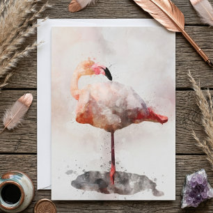 Pink Flamingo Stehend - Wasserfarbe - 02 Dankeskarte