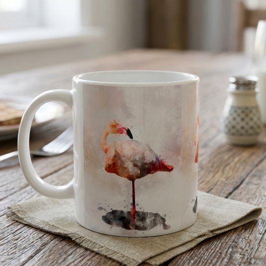 Pink Flamingo Stehend - Wasserfarbe - 02 Kaffeetasse