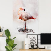 Pink Flamingo Stehend - Wasserfarbe - 02 Poster (Heimbüro)
