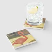 Pink Flamingo Steinuntersetzer (Seitenansicht)