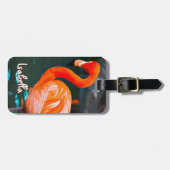 Pink Flamingo Stilvolle Foto Individuelle Name Scr Gepäckanhänger (Vorderseite horizontal)