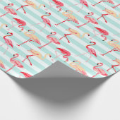 Pink-Flamingo-Streifenpapier Geschenkpapier (Ecke)