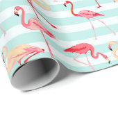 Pink-Flamingo-Streifenpapier Geschenkpapier (Rolleneckpunkt)