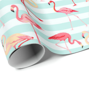 Pink-Flamingo-Streifenpapier Geschenkpapier