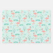 Pink Flamingo Stripes Aquamarin Accent Jeder Anlas Geschenkpapier Set (Vorderseite)