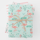 Pink Flamingo Stripes Aquamarin Accent Jeder Anlas Geschenkpapier Set (Beispiel)