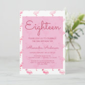 Pink Flamingo Summer 18. Geburtstagsparty Einladung (Stehend Vorderseite)