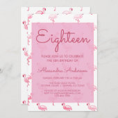 Pink Flamingo Summer 18. Geburtstagsparty Einladung (Vorne/Hinten)
