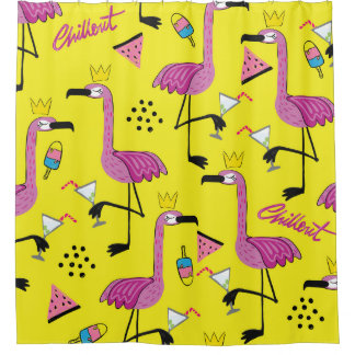 Pink Flamingo: Summer Fashion Pattern Duschvorhang