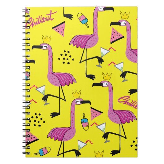 Pink Flamingo: Summer Fashion Pattern Notizblock (Vorderseite)