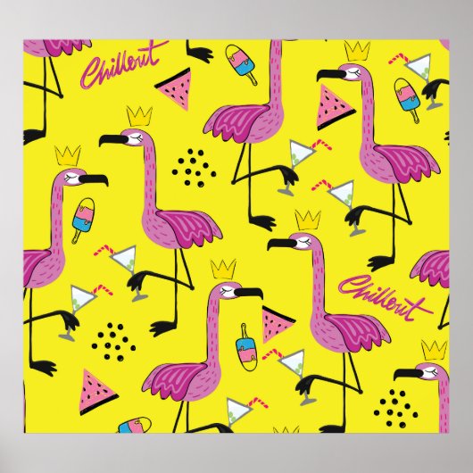 Pink Flamingo: Summer Fashion Pattern Poster (Vorne)