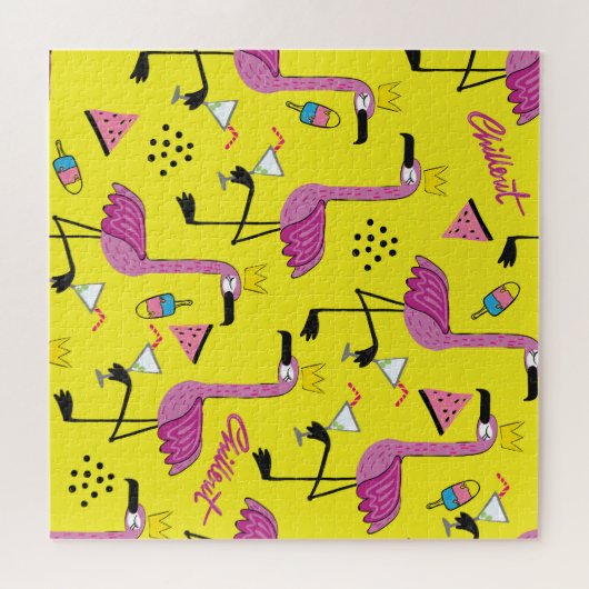 Pink Flamingo: Summer Fashion Pattern Puzzle (Horizontal)