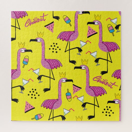 Pink Flamingo: Summer Fashion Pattern Puzzle (Vertikal)