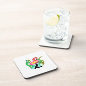pink flamingo summer flame  getränkeuntersetzer (Rechte Seite)