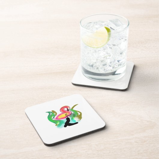 pink flamingo summer flame  getränkeuntersetzer (Rechte Seite)