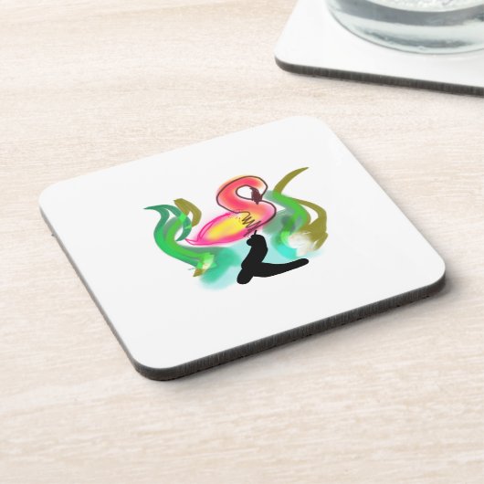 pink flamingo summer flame  getränkeuntersetzer (Linke Seite)