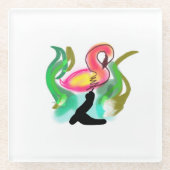 pink flamingo summer flame  glasuntersetzer (Vorderseite)
