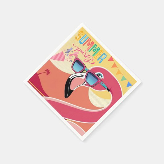Pink Flamingo Summer Party Serviette (Ecke)