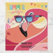 Pink Flamingo Summer Party Weinetikett (Einzelnes Label)