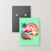 Pink Flamingo Sunset Clipart-93938 Button (Vorderseite/Rückseite)