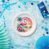 Pink Flamingo Sunset Clipart Pappteller (Party)