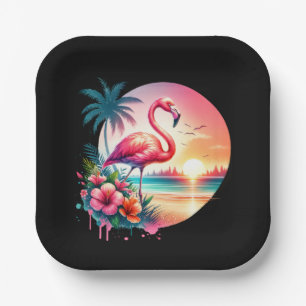 Pink Flamingo Sunset Clipart Pappteller