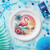 Pink Flamingo Sunset Clipart Pappteller (Party)