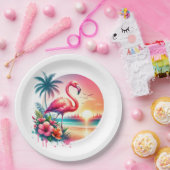 Pink Flamingo Sunset Clipart Pappteller (Party)