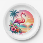 Pink Flamingo Sunset Clipart Pappteller (Vorderseite)