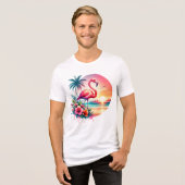 Pink Flamingo Sunset Clipart Tri-Blend Shirt (Vorderseite voll)