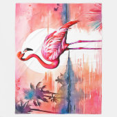 Pink Flamingo Sunset Fleecedecke (Vorderseite)