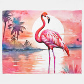 Pink Flamingo Sunset Fleecedecke (Vorderseite (Horizontal))