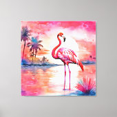 Pink Flamingo Sunset Leinwanddruck (Vorderseite)