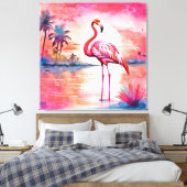 Pink Flamingo Sunset Leinwanddruck (Insitu (Schlafzimmer))